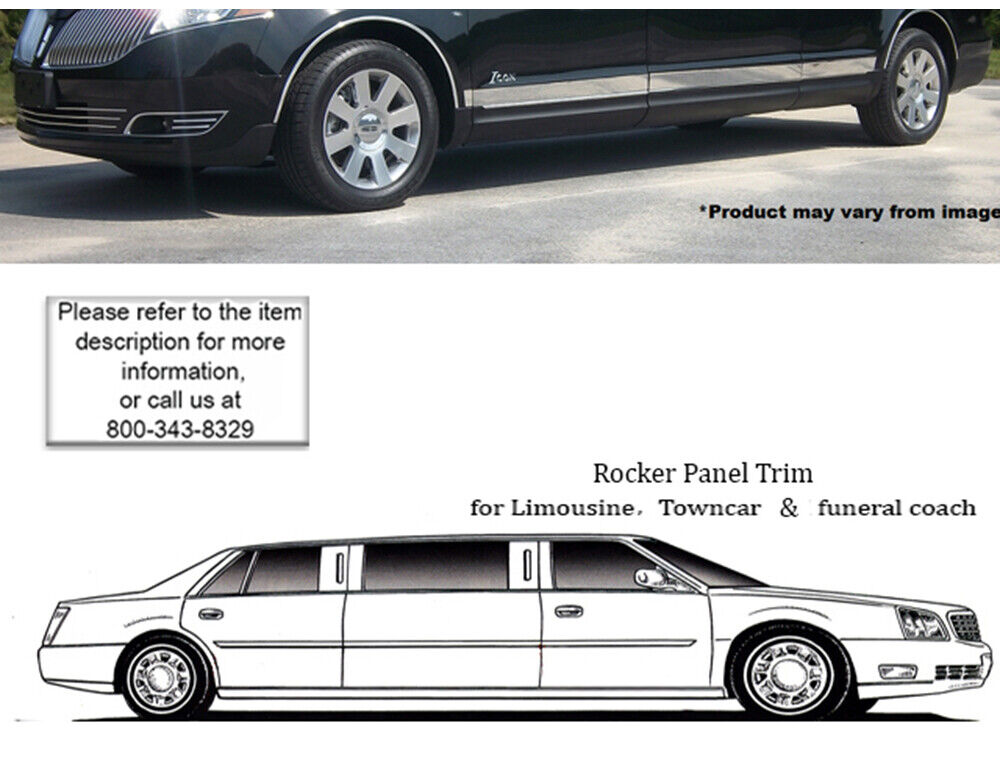 Stainless Rocker Panel Trim 8 Pc For 2010-2020 Lincoln MKT Limousine 43 in