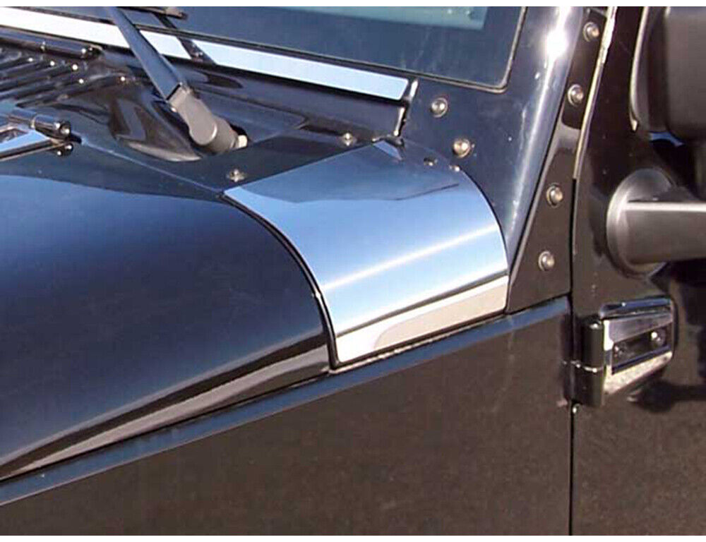 Stainless Steel Hood Accent 2 Pc For 2007-2018 Jeep Wrangler JK
