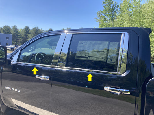QAA WS60184 Stainless Window Sill Trim 4Pc For 2020-2024 Chevrolet Silverado HD Crew Cab 